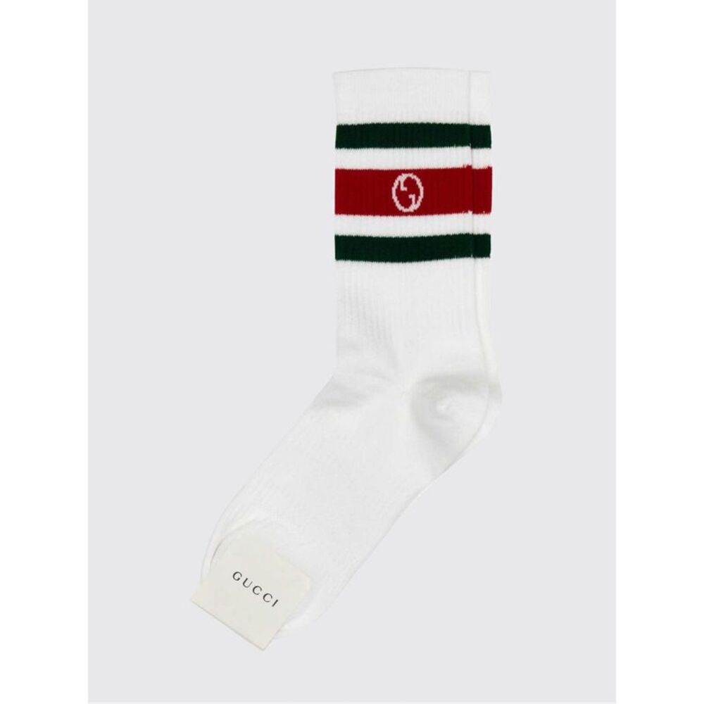 Gucci Women Gucci Striped Gg Monogram Cotton-Blend Socks
